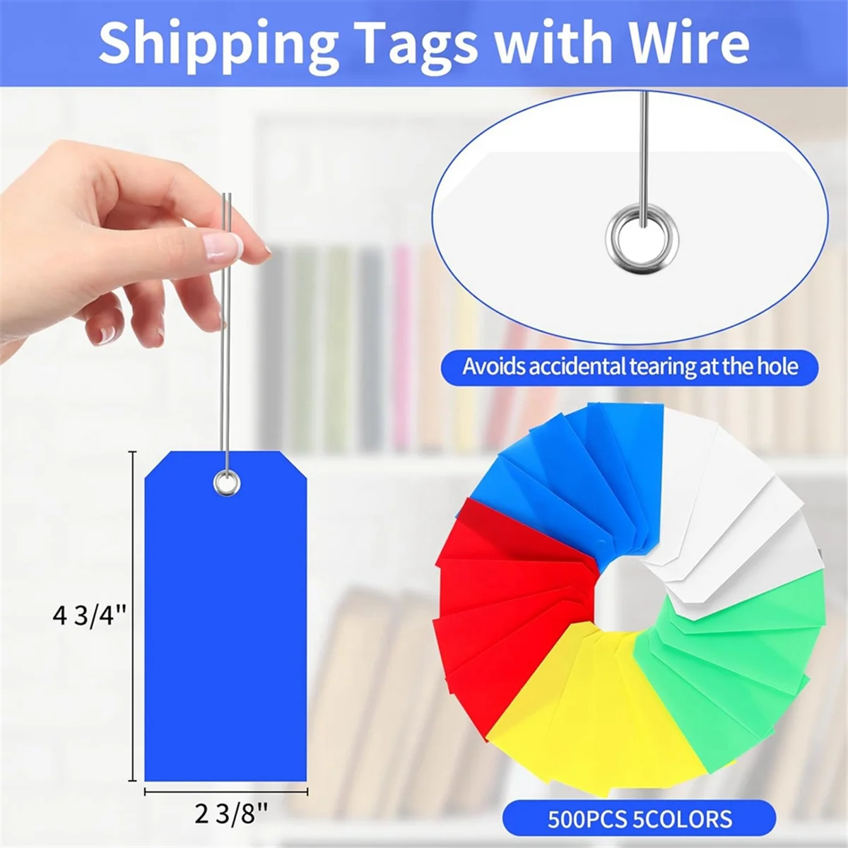 500 Pieces 4 3/4Inch x 2 3/8Inch Plastic Shipping Tags Colorful Blank Labeling Tags Waterproof Hang Tags