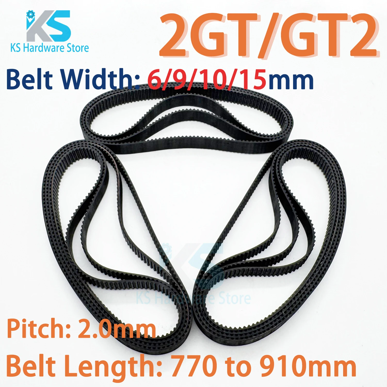 GT2 Timing Belt Length770 784 800 810 840 848 850 852 860 872 892 900 906 910mm Width 6 10 15mm 2GT Closed Loop Synchronous Belt