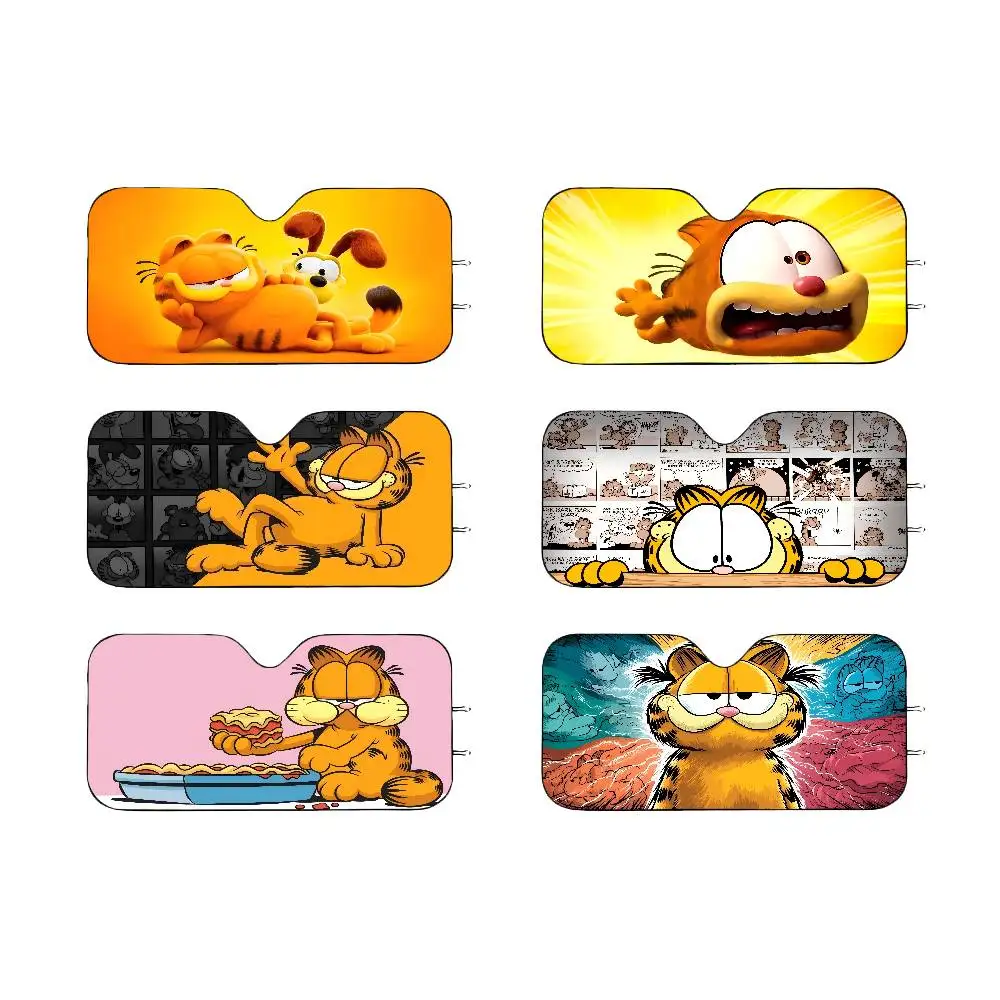 Lindo Parasol de Coche con Diseño de Anime G-Garfields Cat, Cubierta para Asiento, Accesorio para Camioneta Todoterreno, Juego de Regalos Retro para Volante de Coche, Camioneta, SUV