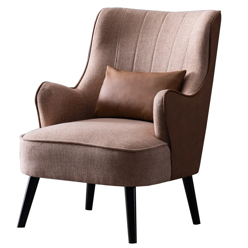 

Nordic single sofa, light luxury leather art, modern simplicity, living room home, lazy tiger chair