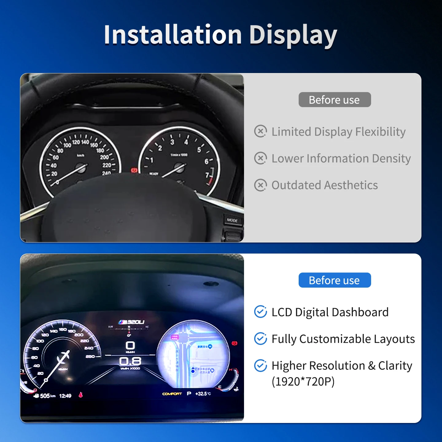 12.3 Lcd Digital Instrument Panel Cluster For BMW 3 4 Series F30 F31 F34 F32 F33 F36 Virtuele Cockpit Voor Speedometer Dashboard