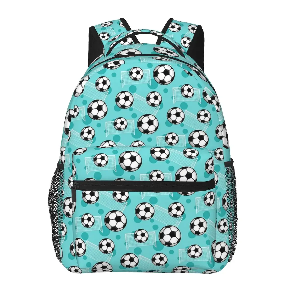 Soccer Ball And Goal Teal Pattern - Teal Soccer Backpacks Boys Girls Bookbag Children School Bags Laptop Rucksack Shoulder Bag