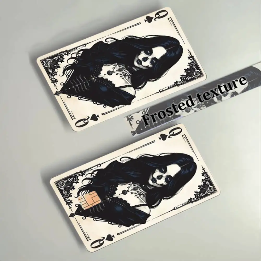 Dark Queen Playing Card Q Credit Card Skin Sticker Matte Anti Fingerprint PVC Decal Art Skin For Small Chip Cards