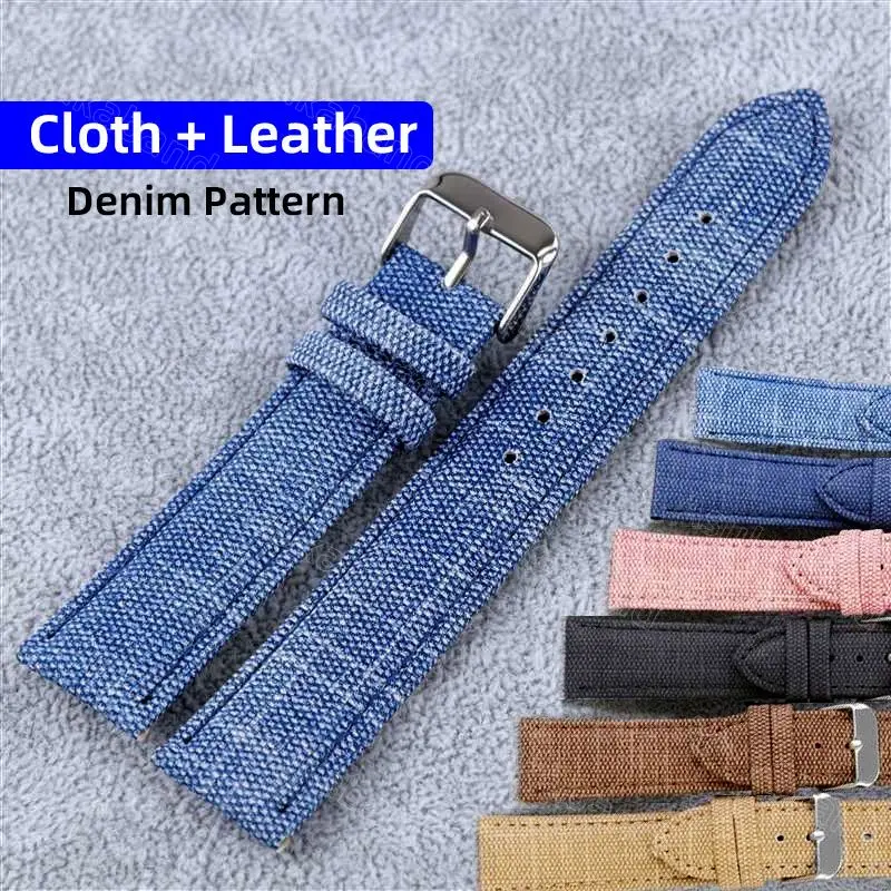 Vintage Retro Denim Nylon Watch Strap Canvas Band 10 12 14 16 18 20mm 22mm Bracelet Wristbelt for Samsung for Amazfit for Huawei