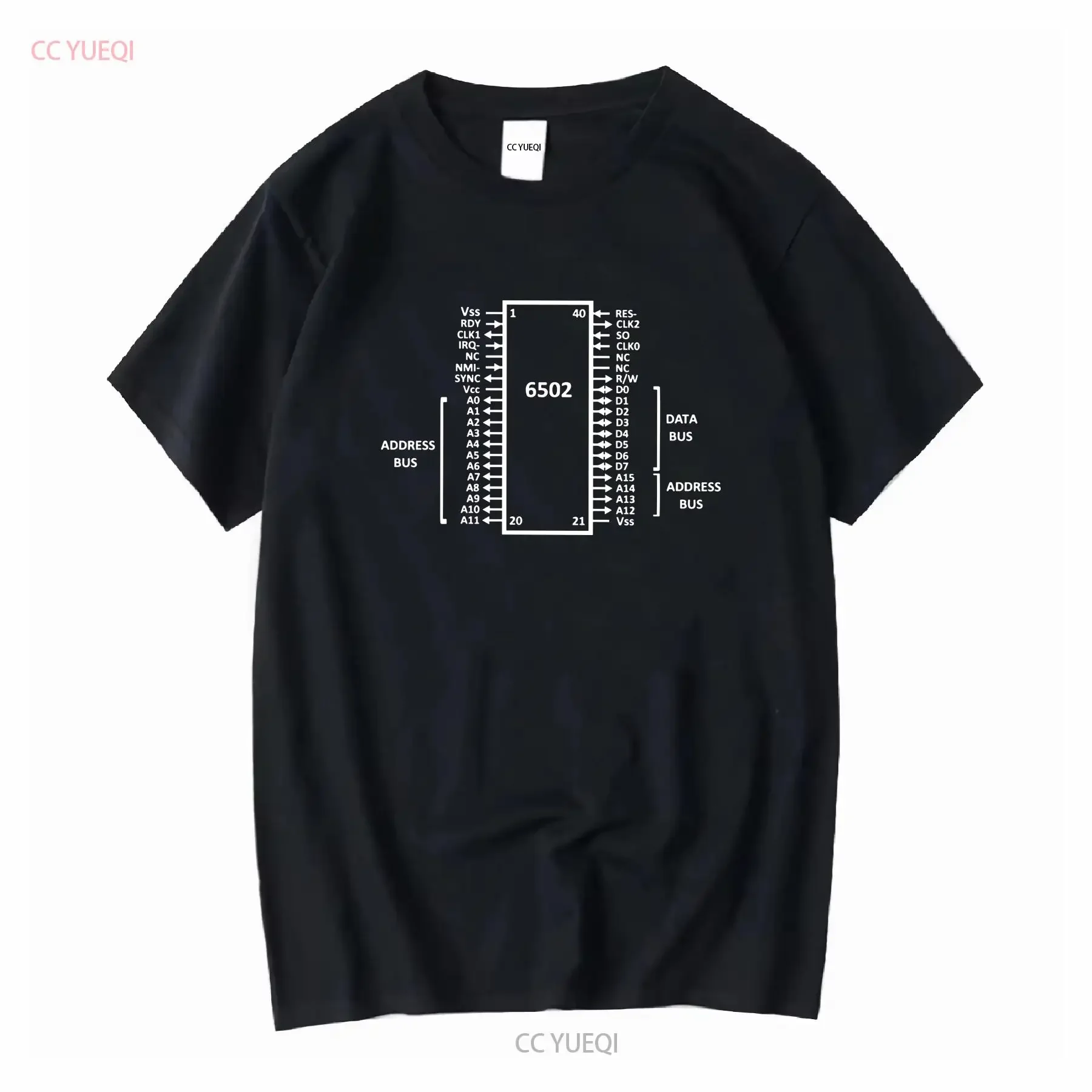 MOS 6502 CPU-Computerelektronik im klassischen Stil, langes oder kurzes T-Shirt im Vintage-Stil, gewaschenes Mode-Top für den täglichen Gebrauch