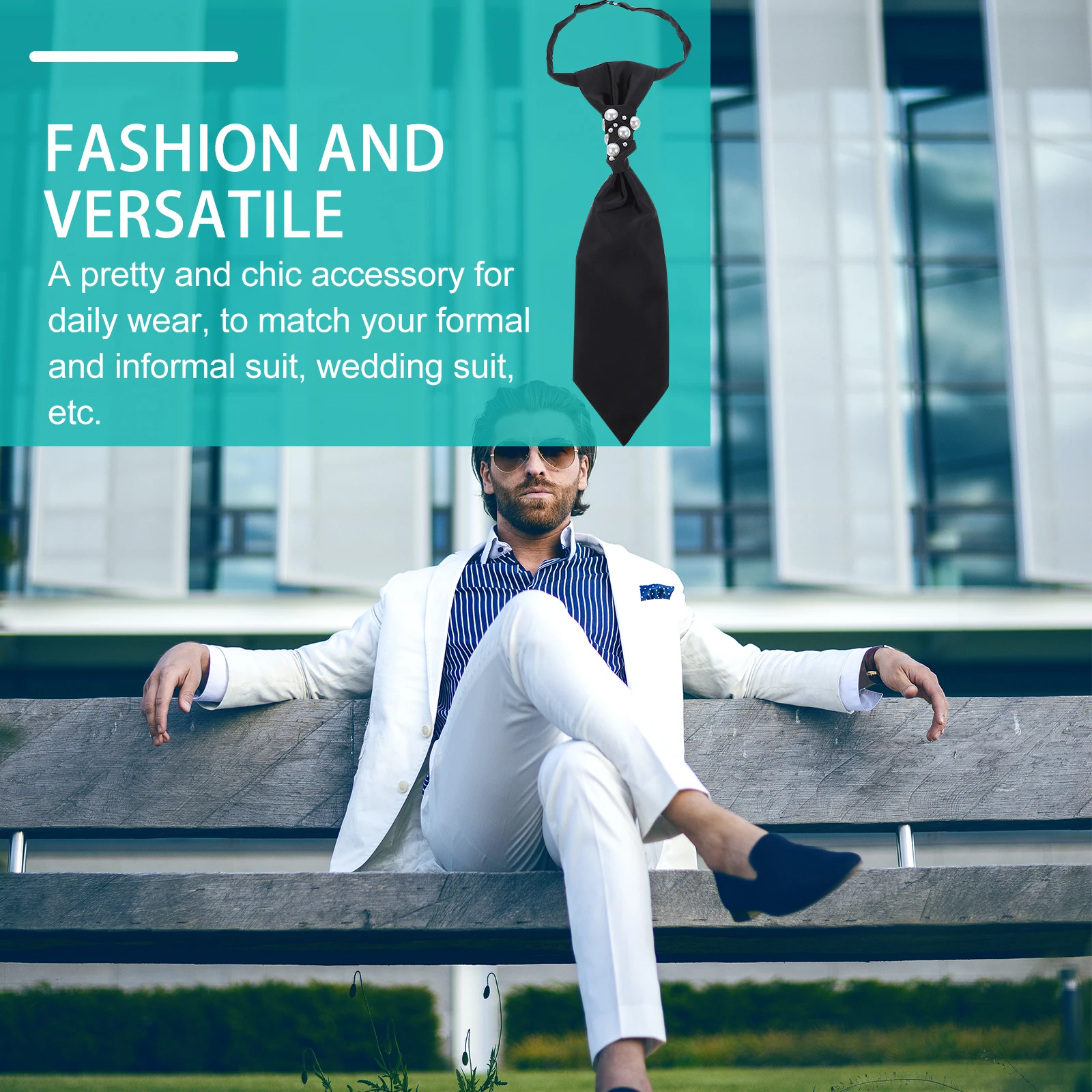 

Imitation Pearl Polyester Tie Wedding Formal Men Accessories Stylish Long Pearl Decorated Tie