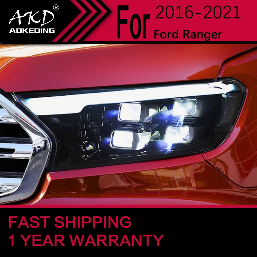 Car Lights for Ford Ranger LED Headlight 2016-2021 Ranger Head Lamp Drl Projector Lens Automotive Accessories