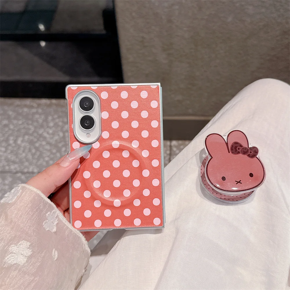 Korea Fashion Ins miffy Magnetic Phone Case For Samsung Galaxy Z Fold 8 Ultra Fold7 6 5 4 Cover Shockproof Cute Cases Z Fold8