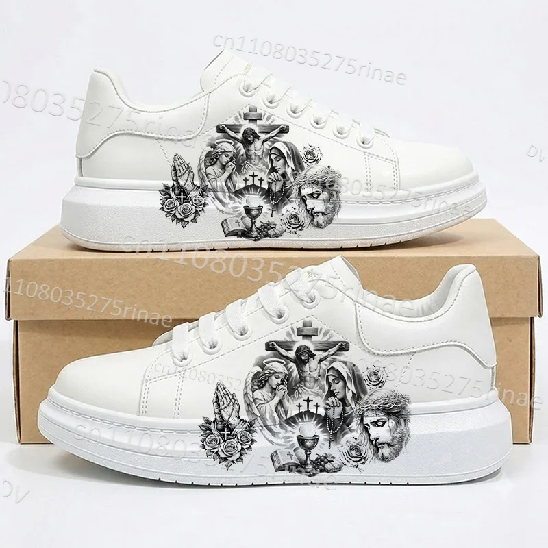 Picture 5: Suitable Gift Jesus Exclusive Design Women Men Platform Sneakers Colorful Art Print Simple Adult Men's Footwear