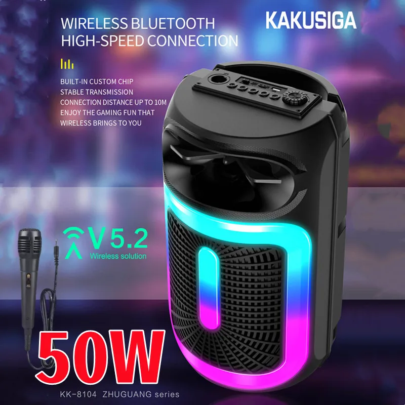 

KAKUSIGA Popular Boom Box 360 Degrees Surround Sound AUX TWS BT TF Play Modes Flame Lamp Wireless Caixa De Som Bluetooth Speaker