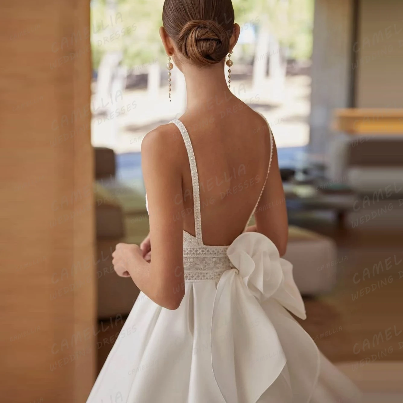 Vestidos De Novia sencillos De línea A 2025, Vestidos De Novia sexis sin mangas De satén para mujer, apliques De tren De barrido, Vestidos De Novia personalizados