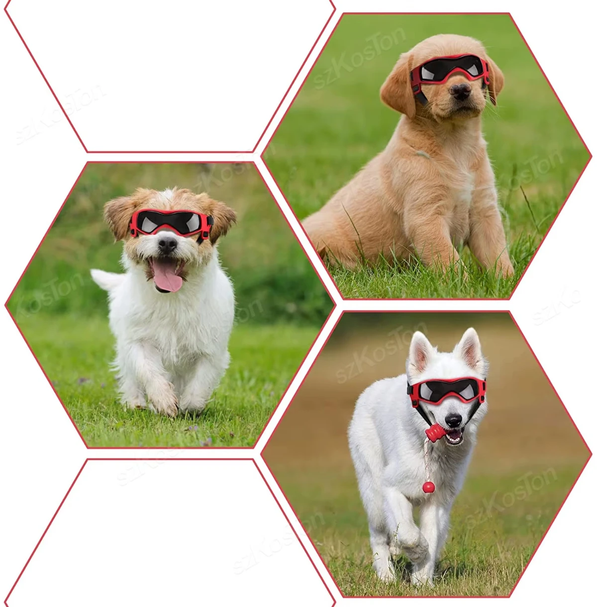 Occhiali per cani Occhiali da sole per cani di razza media piccola per protezione UV regolabile Occhiali per cuccioli di cane Guida all'aperto