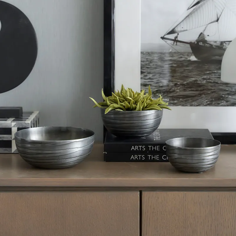 

Indian metal silver thread round bowl fruit plate, model room, decorative storage utensils, fruit bowl tray ornament