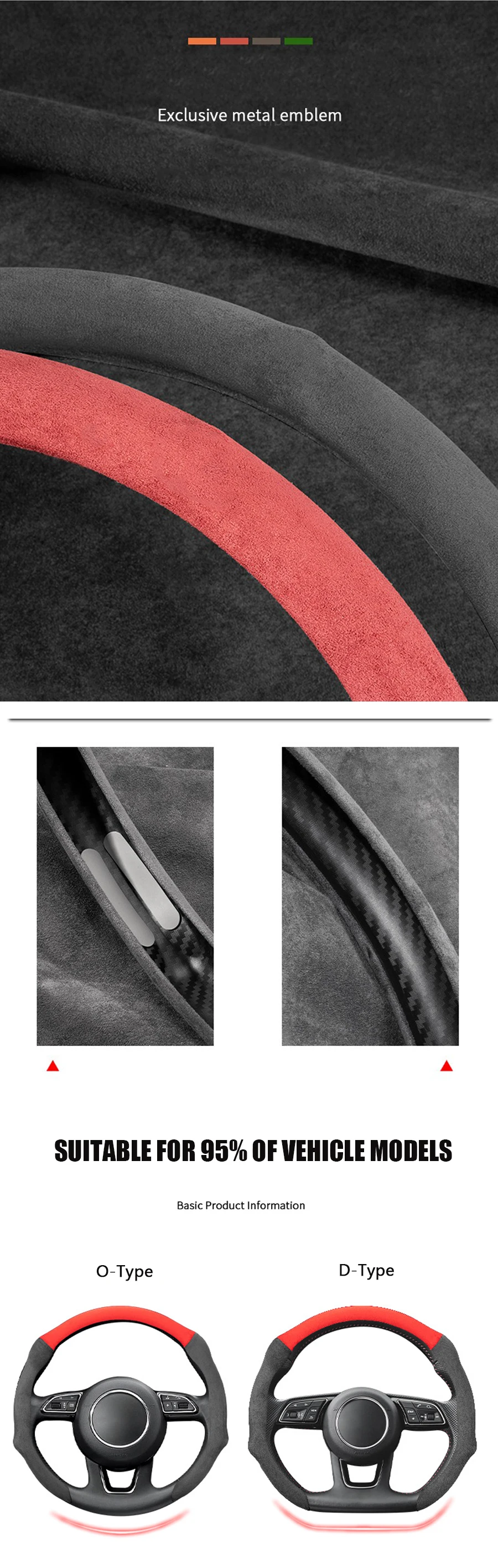 5D Sports Premium Rutschfester Lenkradbezug für BMW M Sport G30 G02 X5 F40 F41 G82 M4 Weiches Wildleder Auto-Innenausstattung – Detail 6