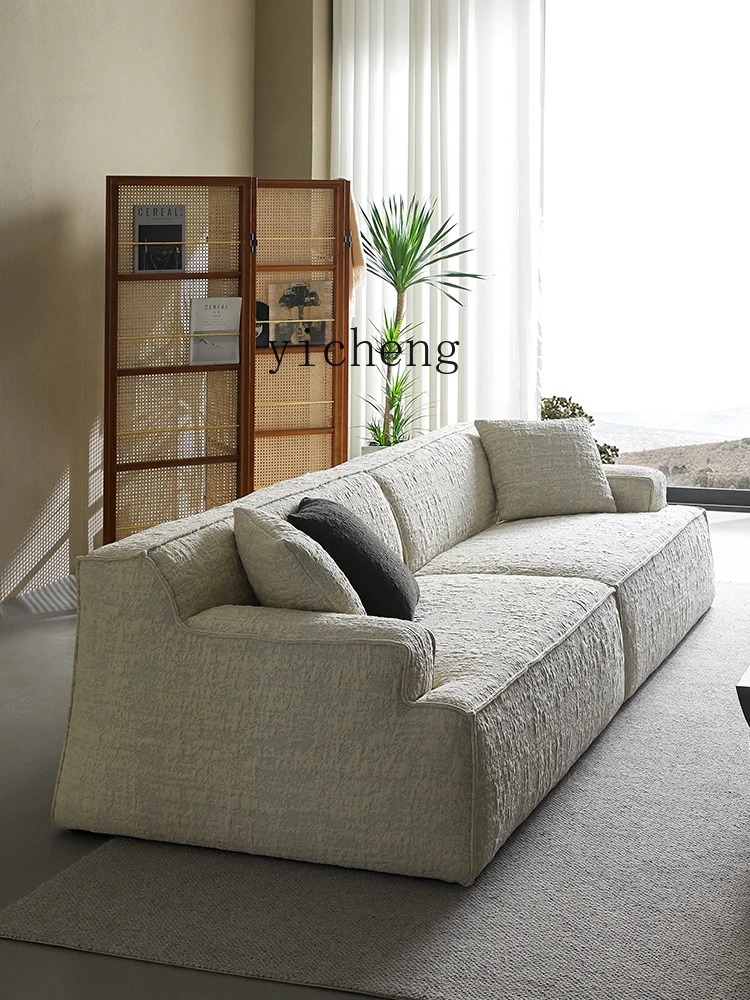 XJ Sofa Living Room Simple Modern Small Apartment Three-Seat Straight Row Advanced Cotton and Linen Fabric Sofa