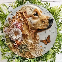 Golden Retriever Butterfly Aluminum Wall Sign, UV and Scratch Resistant, Easy-Hang Decor for Indoors and Outdoors