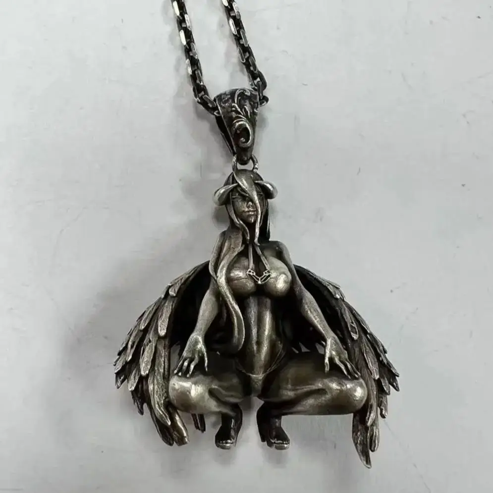 

S925 Sterling Silver Devil Angel Pendant Angel Wings Men & Women Couples Vintage Pendant