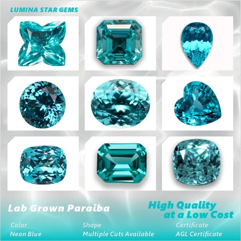lab Grown Paraiba Gemstone for DIY Jewelry Making Cushion Cut Inlay Ring Necklace Bracelet lab Created Paraiba Tourmaline for
