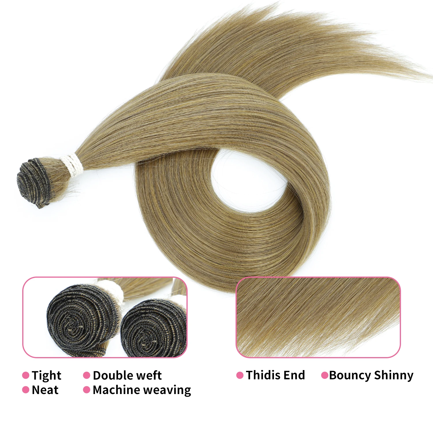 30 Inch Colorful Straight Hair Bundles Synthetic with Weft Hair  Extensions Straight Weave Hair Bulk