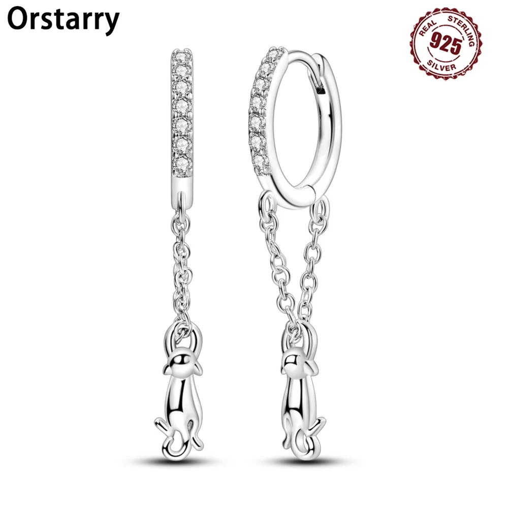 

Orstarry 925 Sterling Silver Tassel Cat Animal Earrings Women Original Earrings Charm Trendy Versatile Party Jewelry Gifts