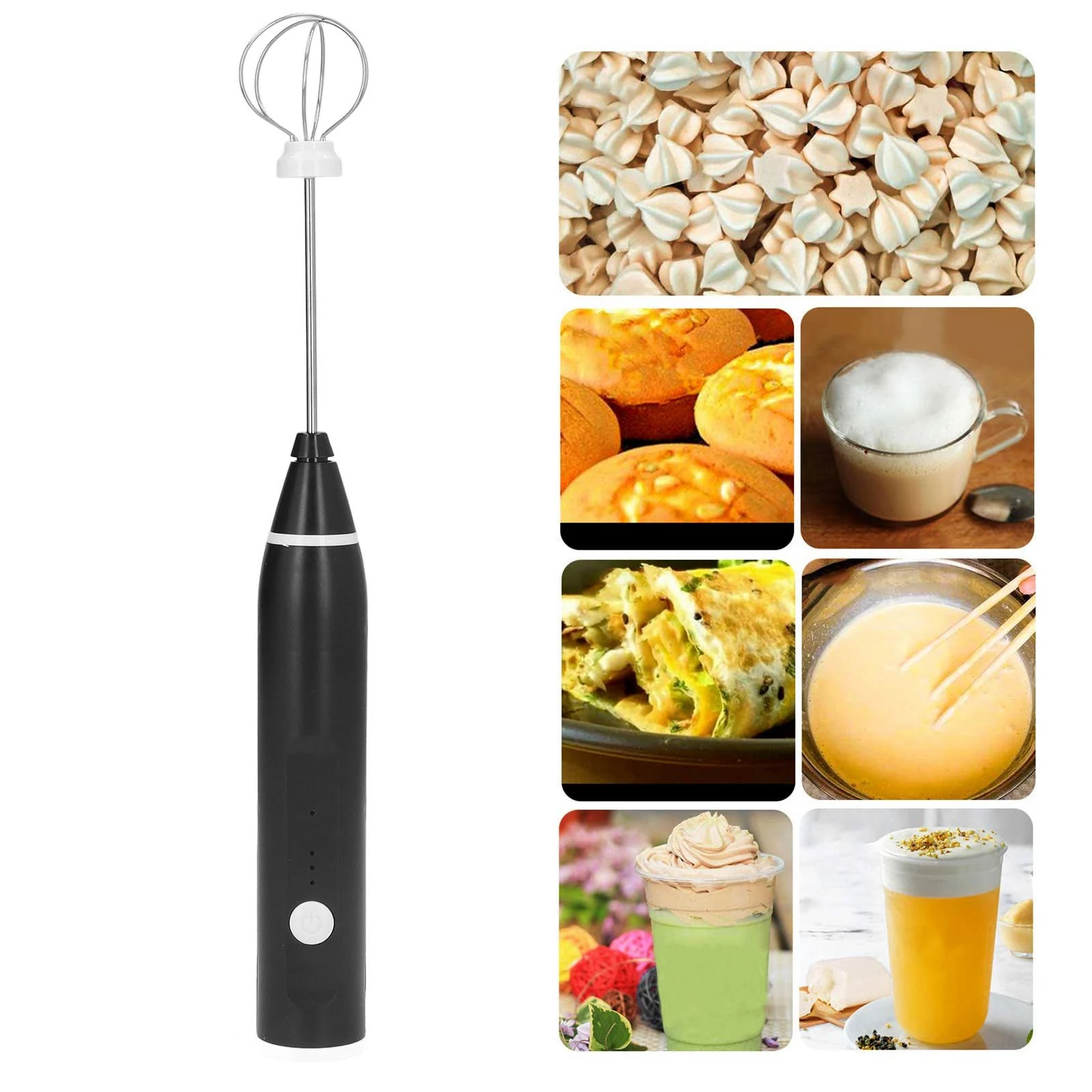 コードレス電動ミルク泡立て器自動クリームブレンダー、コーヒードリンクショップ用の2つのエッグビーターヘッド付き