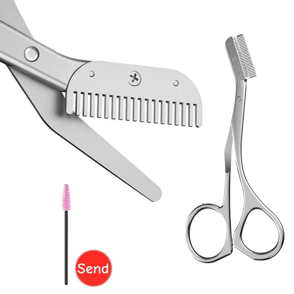 New Upgrade Stainless Steel Eyebrow Trimmer Eyebrow Scissors With Comb Precision Hair Removal Shaver Cutter Eyebrows Makeup Tool