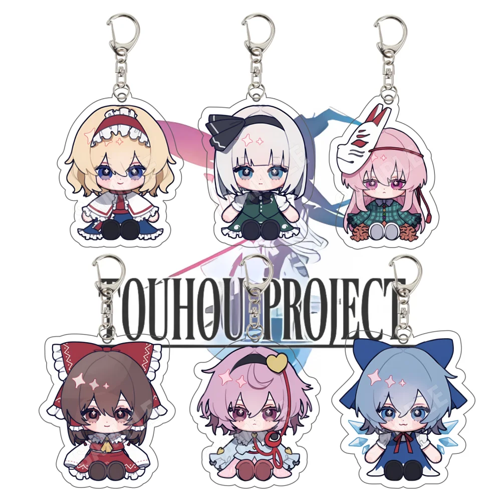 Anime Touhou Project 6CM Acrylic Keychain Reimu Cirno Alice Chibi Plush‑style Character Charm Fan Collectible Daily Gift