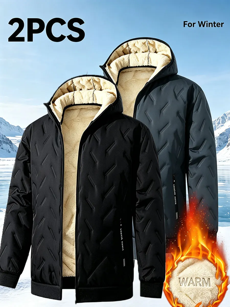 Winter Herren Fleece Baumwolljacke mit Kapuze Herren Windbreaker mit Kapuze Baumwolljacke Winterbekleidung Herren Winterjacke Arbeitskleidung – Detail 2