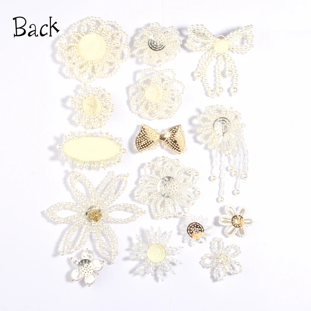 Luxury Flatback Rhinestone Buttons for Clothes Decorative Flower Beaded Embroidery Lace Appliques for Wedding Dresses Patches