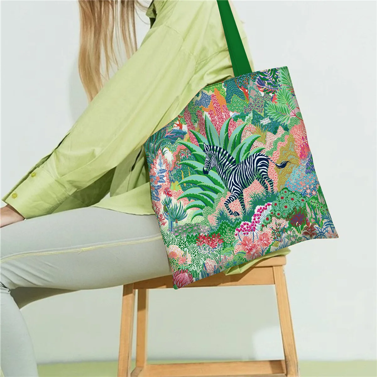 

Korean Version of The New Forest Zebra Canvas Bag Women's High-end Handheld Cloth Bag Large Capacity Student Carrying Book Bag
