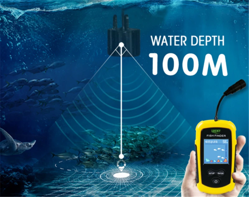 알람 소나 어군 탐지기 100M 휴대용 어군 탐지기 낚시 미끼 에코 사운더 낚시 탐지기 알람 변환기 호수 바다 낚시