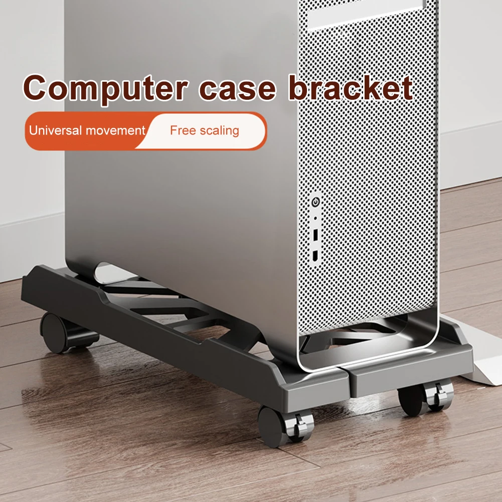 Mobile Computer Tower Stand with 4 Caster Wheels Under Desk CPU Holder Adjustable Fits Most PC for Gamers and Students
