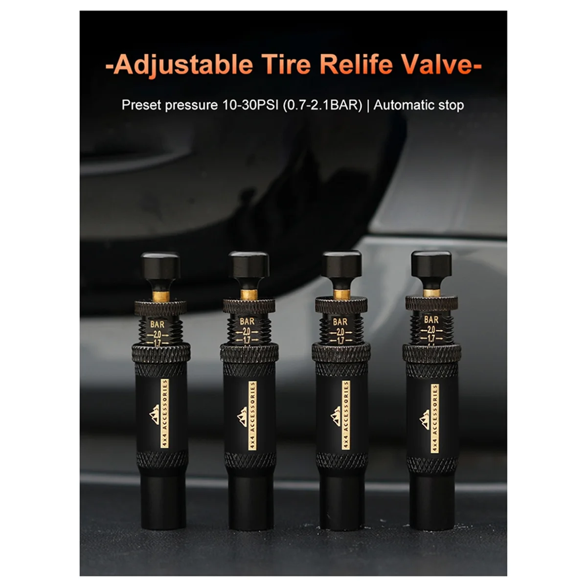 Imagem -06 - Auto-stop Kit de Válvula de Pneu Deflator Screw-on Pneus Air Down Tool para Veículos Motocicleta 1030 Psi Pcs Ajustável