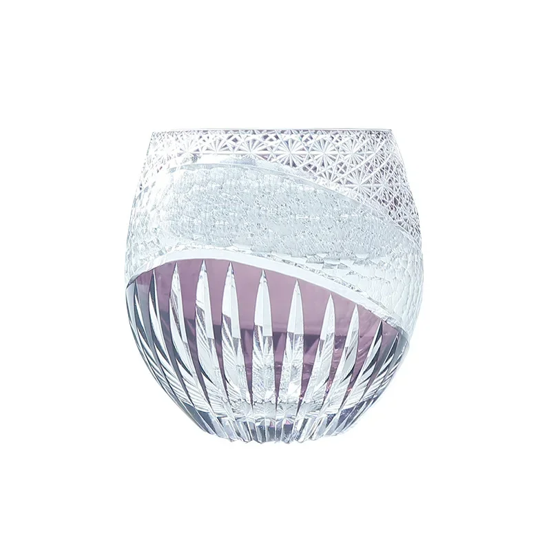 

Hand-blown hand-carved pure Japanese Edo cut whiskey glass Lockman dancing egg