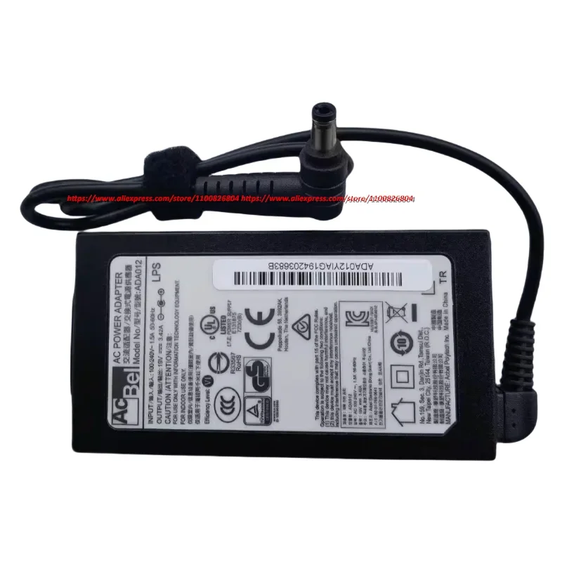 100% Genuine ACBEL 19V 3.42A 65W GaN AC Adapter ADA012 Charger for CLEVO NH58RH NP6854 System76 LEMUR PRO 12 LEMP12 Power Supply