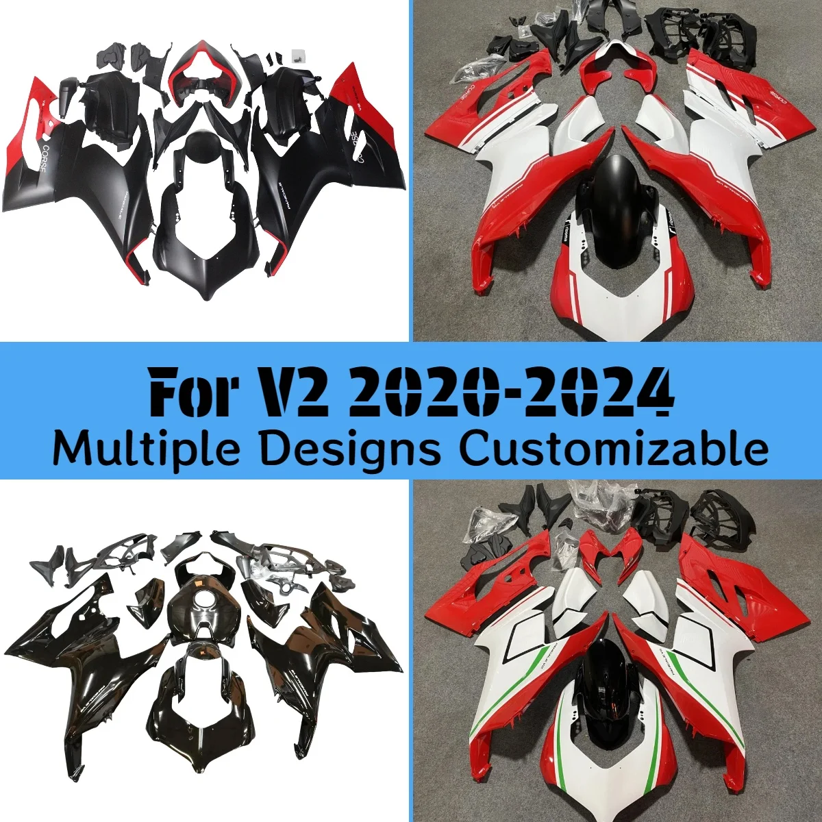 Full Fairing Set V2 2020 2021 2022 2023 2024 Motorcycle Customized Fairings Kit for DUCATI V2 20 21 22 23 24
