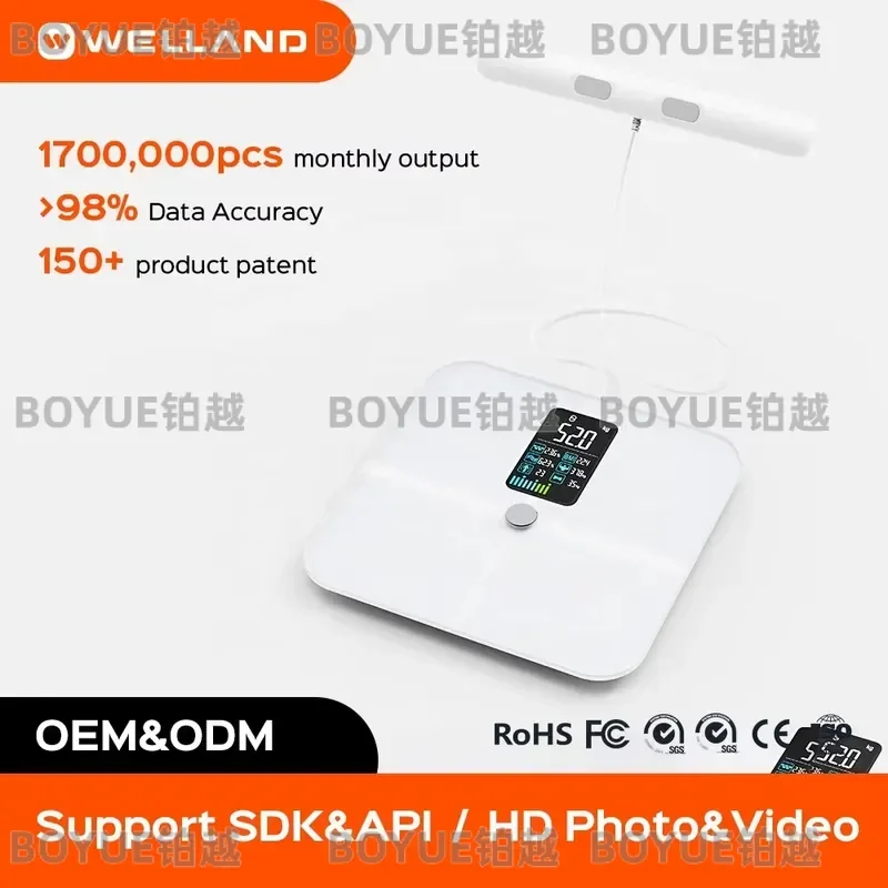 for 8-Electrode Intelligent Analyzer Body Fat Scale Digital BMI Muscle Measurement 0.1kg Home App OEM Customization