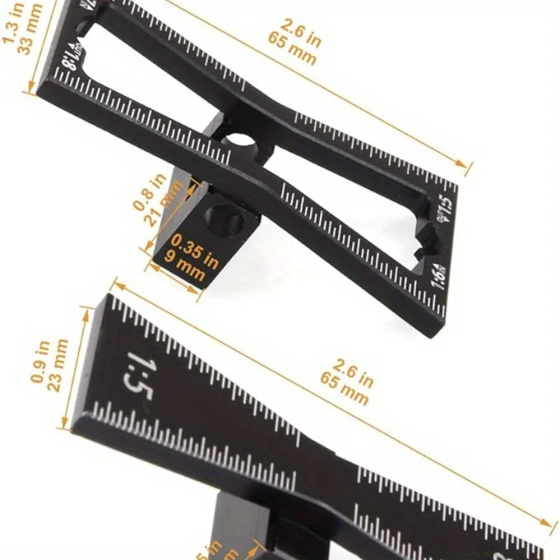 1pc Dovetail Marker Guide Dovetail Making Template Marking Ruler Aluminum Alloy Dovetail Gauge Guide Featuring 1:5 1:8 Slopes