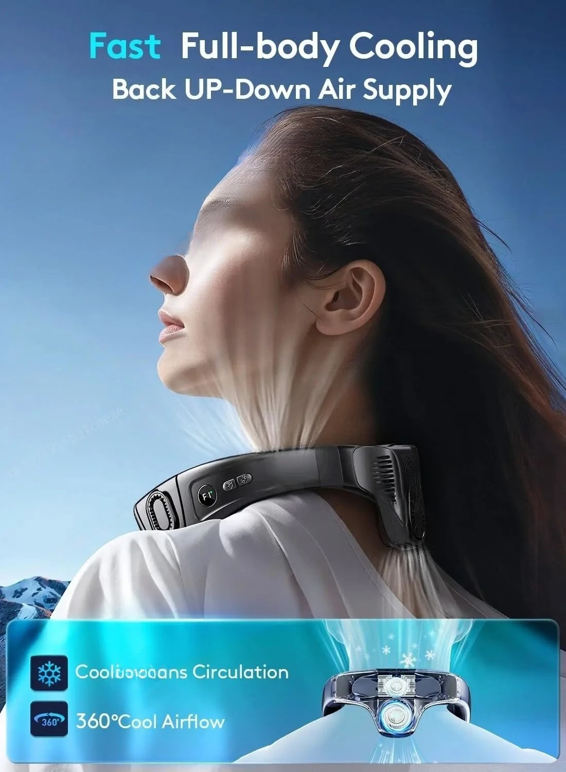 2026 New Neck Air Conditioner Portable Neck Fan Rechargeable Semiconductor Cooling Bladeless Fan Outdoor Fan Wearable Cooler