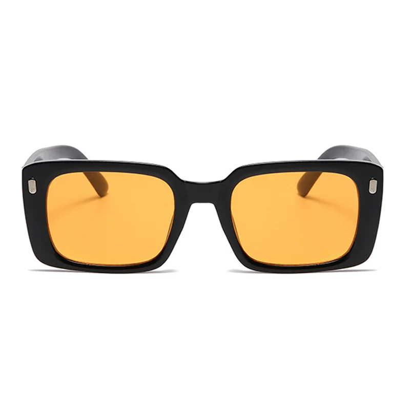 Fashion Square Sunglasses Woman Vintage Orange Brand Designer Sun Glasses Female Shades Mirror Outdoor Retro Rivet Eyewear