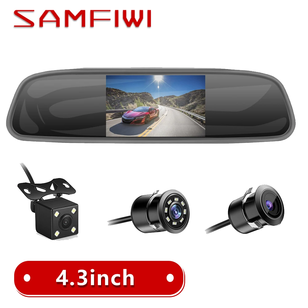 

4.3 inch Car HD Rearview Mirror CCD Video Auto Parking Assistance LED Night Vision Reversing Rear View Camera Transparent glass