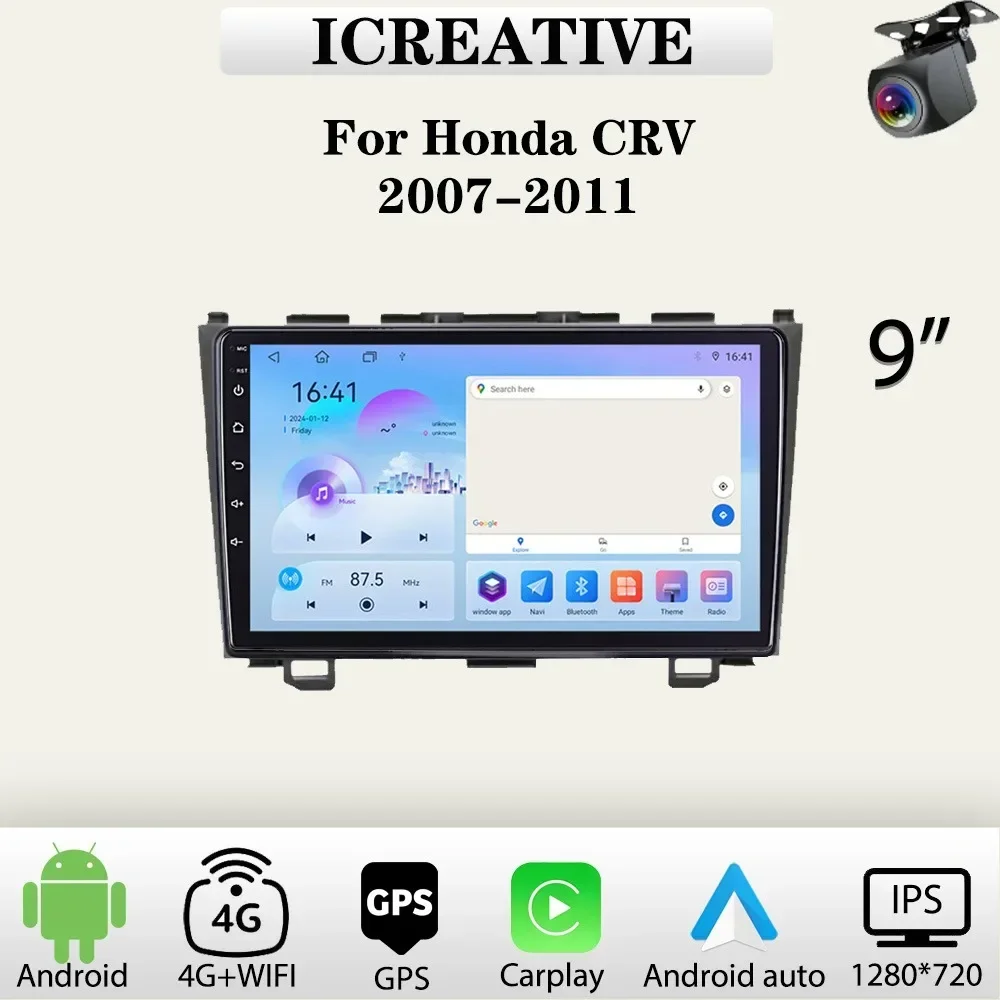 

Car Radio for Honda CR-V 3 CRV 2007-2011 Carplay Multimedia Player 2din Stereo Autoaudio Android Head Unit 9 Inch Navigation GPS