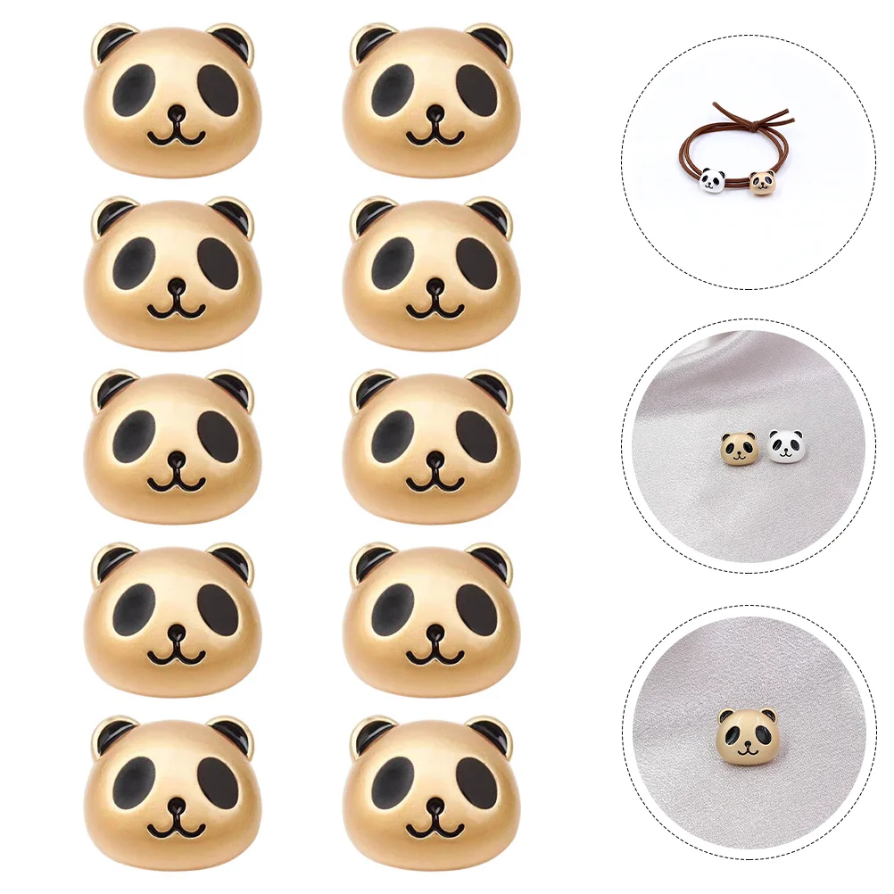 10 Pcs Bracelet Beads Panda Head Accessories Child Locket Fuzzy Alloy DIY Hair Rope