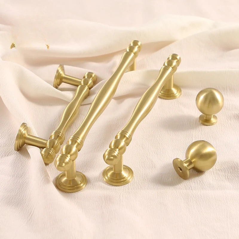 

Brass French Simple Cabinet Door Handle Light Luxury American Handle Cabinet Modern Simple Gold Door Handle