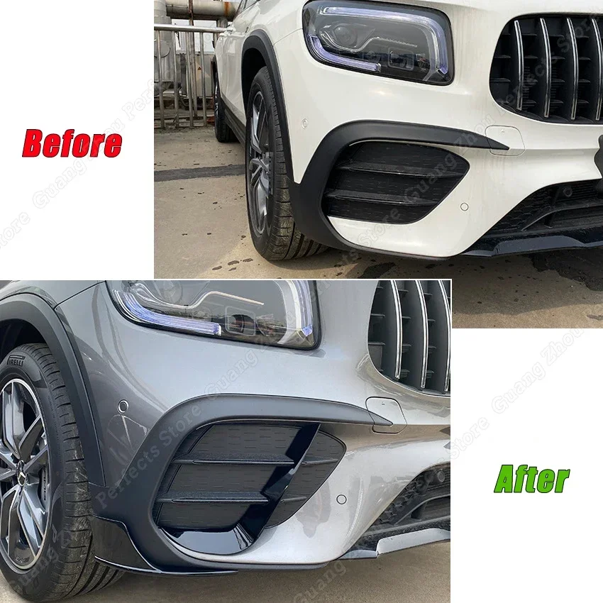 Car Front Bumper Side Splitter Lip Wind Knife Spoiler For Mercedes Benz GLB Class X247 GLB200 GLB220 GLB250 GLB35 AMG 2019-2023+