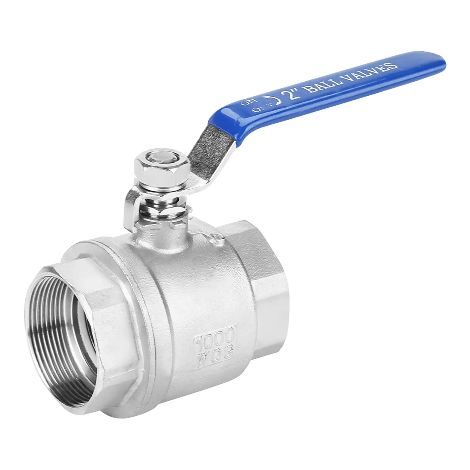 

304 Stainless Steel 2-Piece Full Port Female Thread Ball Valve DN50 1000 WOG, High Sealing Performance, Solenoid Valve