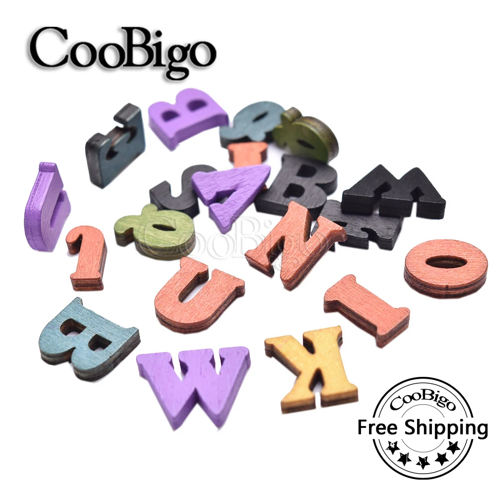 

15mm Colorful Wooden Letters English Alphabet Puzzle for Scrapbooking Wall Household Ornaments Party Decorative DIY Craft 100pcs