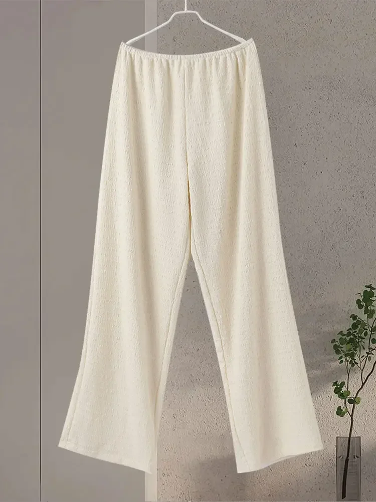 Women's Off-the-shoulder Pantsuit Casual Loose Solid Color Sleeveless Outfit Elegant High-waisted Summer Fashion 2-piece Set
