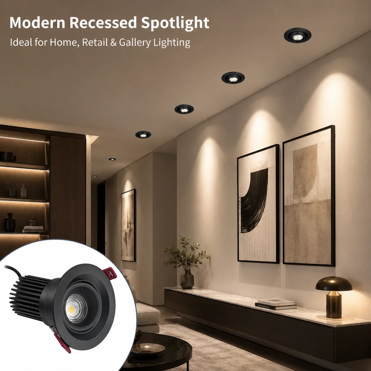JOYINLED 3000K/4000K/6000K Dimmable LED Embedded Zoom 15-60 Degrees COB Downlight 7W Ceiling Lamp Spot Light AC90-260V Lighting