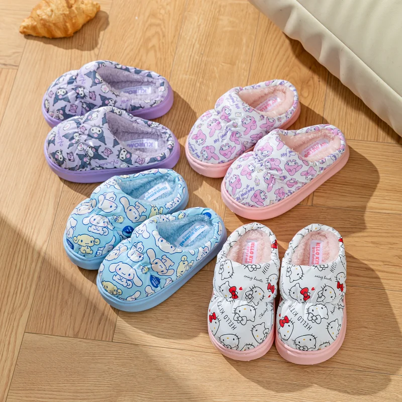 

Детская повседневная обувь, тапочки, зимняя теплая обувь с мультяшным принтом для девочек, Нескользящая розовая обувь с толстой подошвой, размер 14–25 см